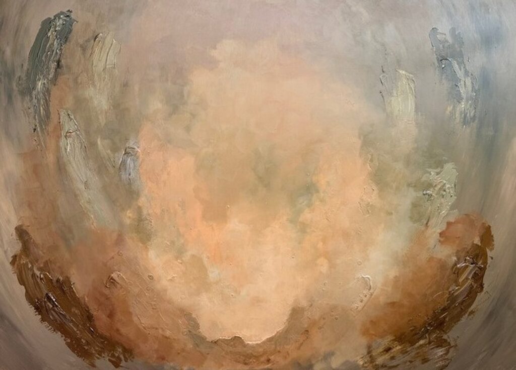 Ember — acrylic on canvas by Raluca Luchian, 100 × 140 cm