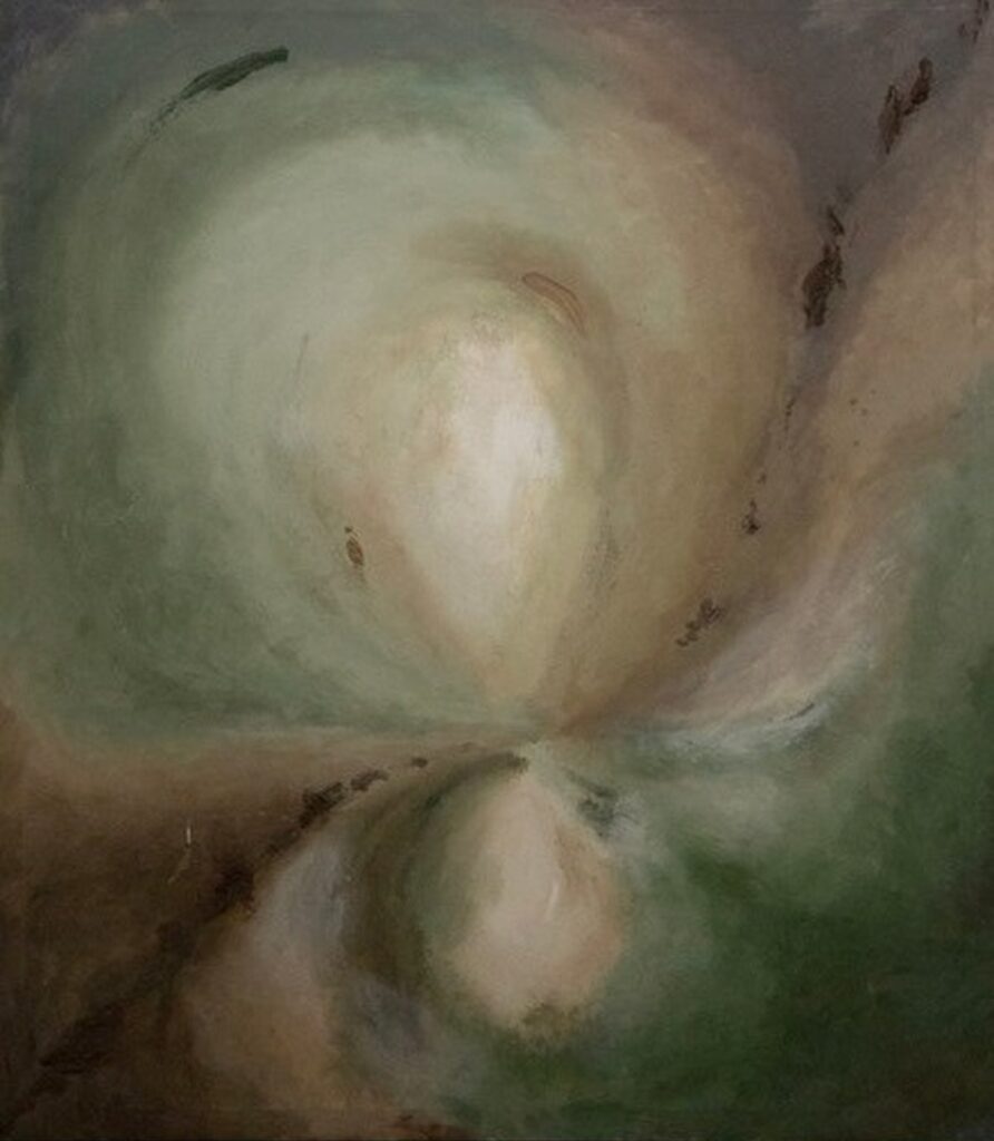 Quiet Opening — acrylic on canvas by Raluca Luchian, 160 × 140 cm