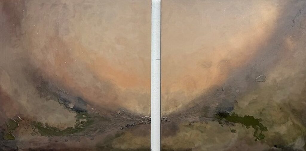 Together — acrylic on canvas by Raluca Luchian, 80 × 80 cm, diptych