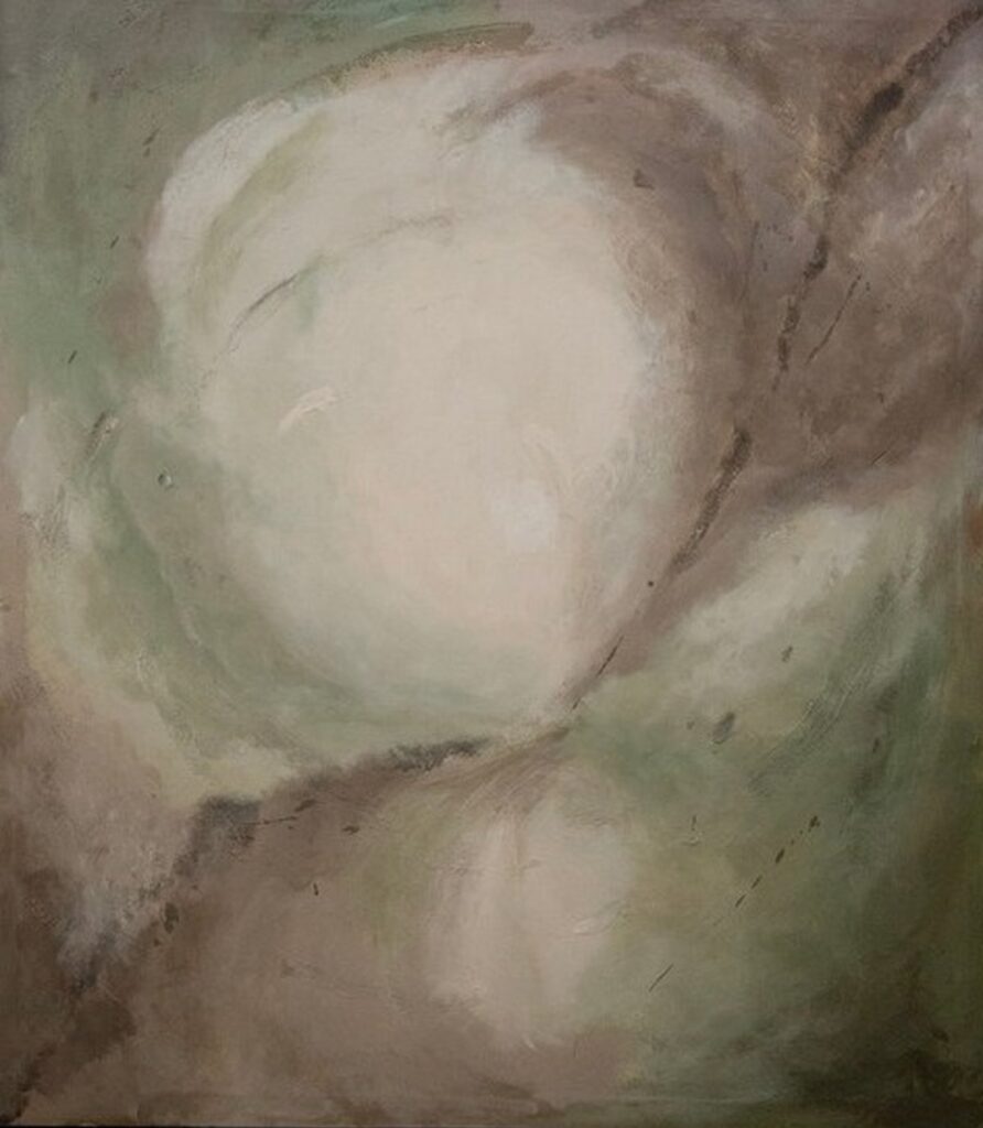 Veil — acrylic on canvas by Raluca Luchian, 160 × 140 cm