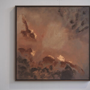 Zaira — abstract acrylic painting on canvas by Raluca Luchian, 100 × 100 cm, warm terracotta and umber tones, framed